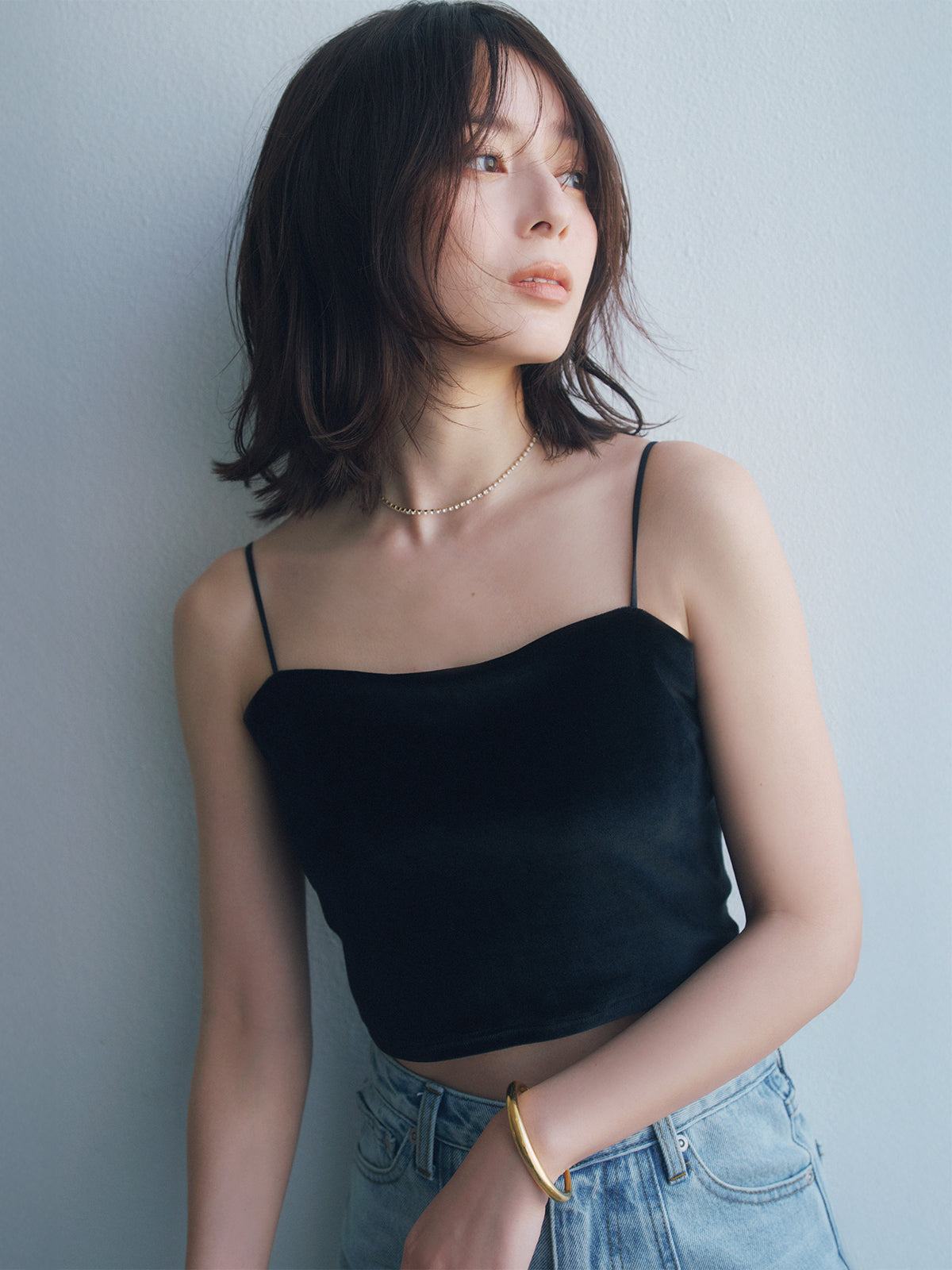 OUR WACOAL×anuans】カップインベロアショートキャミソール