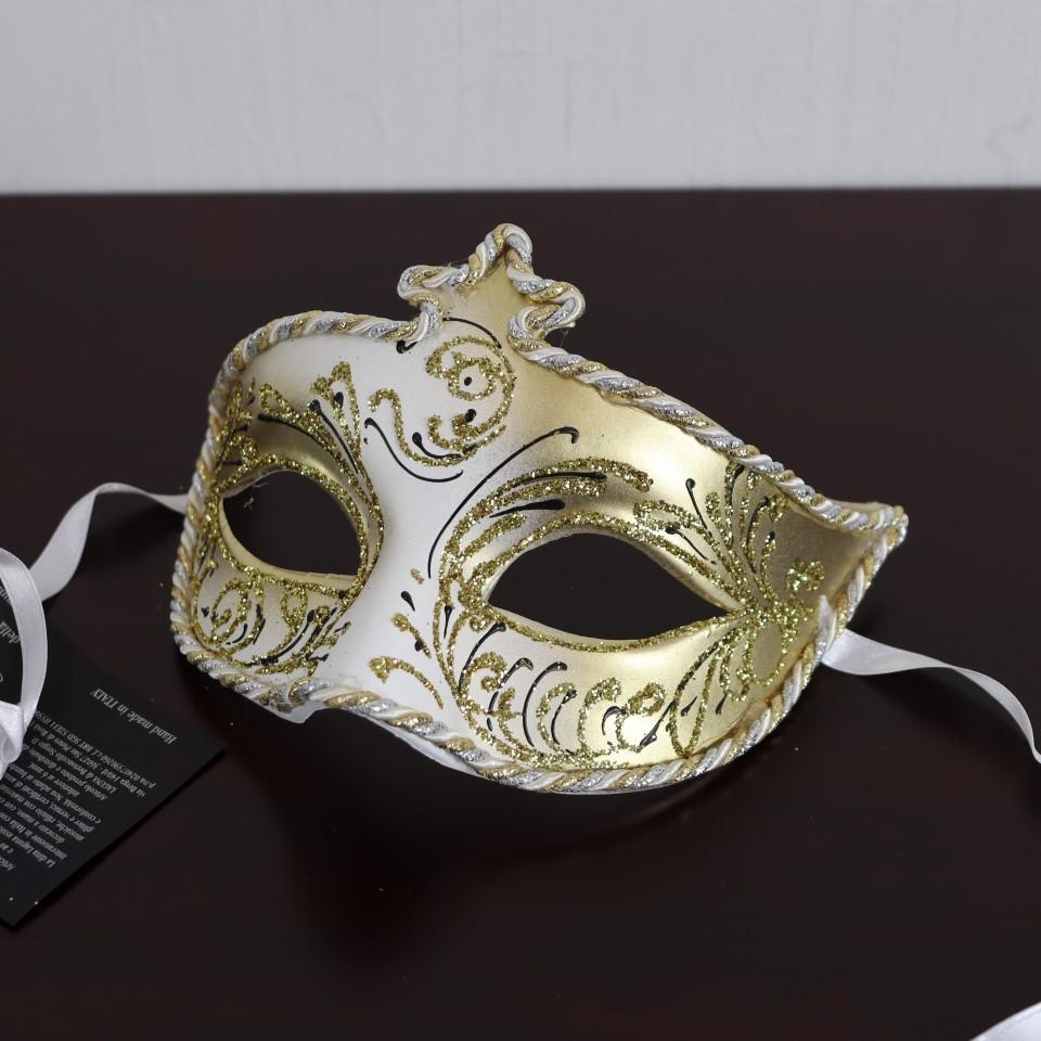 ベネチアンマスク カーニバルマスク 仮面 ハーフ ゴールド ホワイト