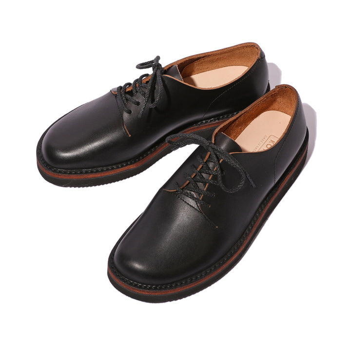 KOTOKA 一枚革ダービーメンズ たつのハンドワックスレザー Black（茶芯