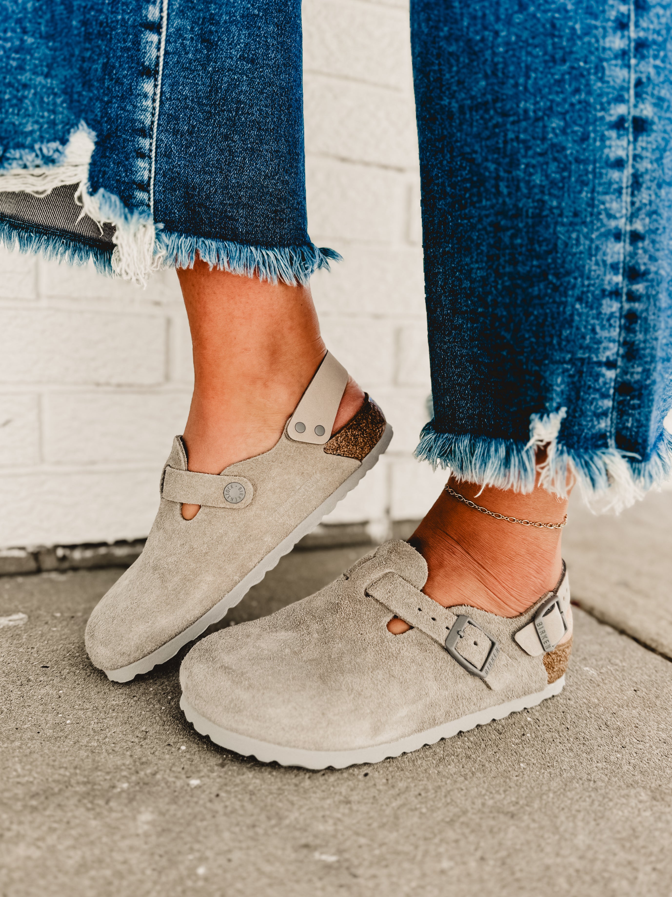 Birkenstock Tokio Suede Leather Clog - Stone Coin | Lace and Grace