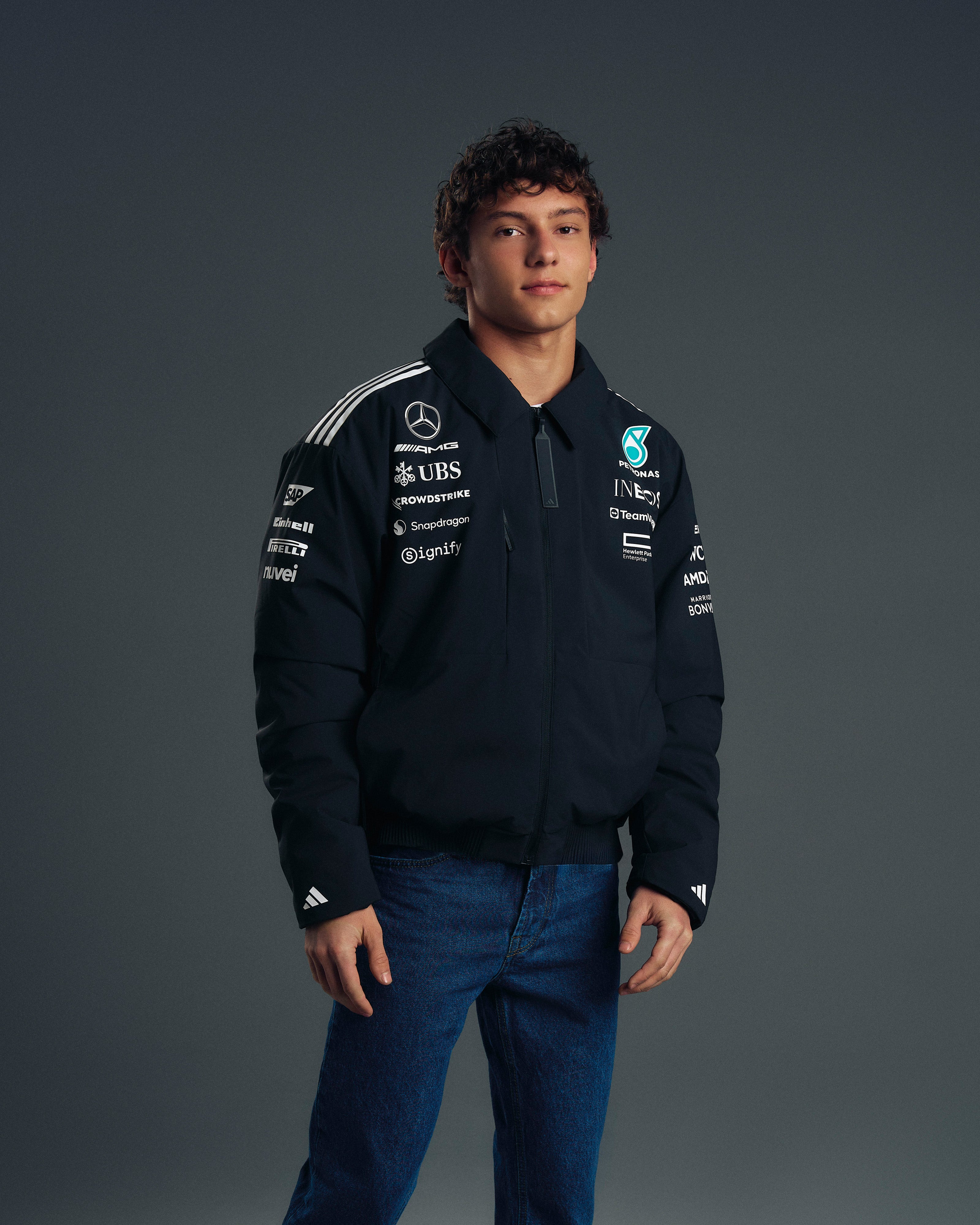 Mens 2025 Team Jacket Black | Official Mercedes-AMG PETRONAS F1