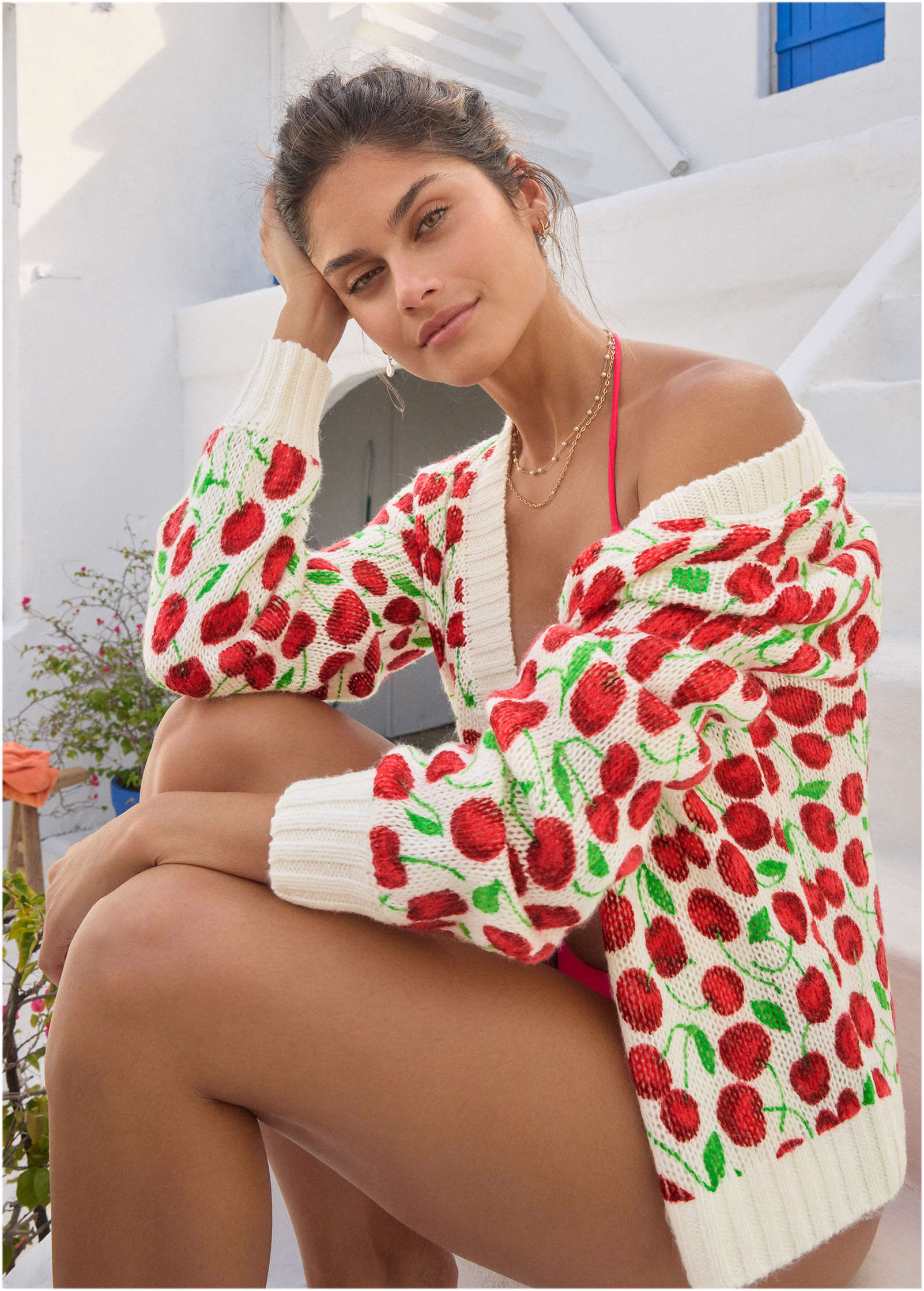 Cherry Print Cardigan - Wild Cherries All Over – Venus Fashion