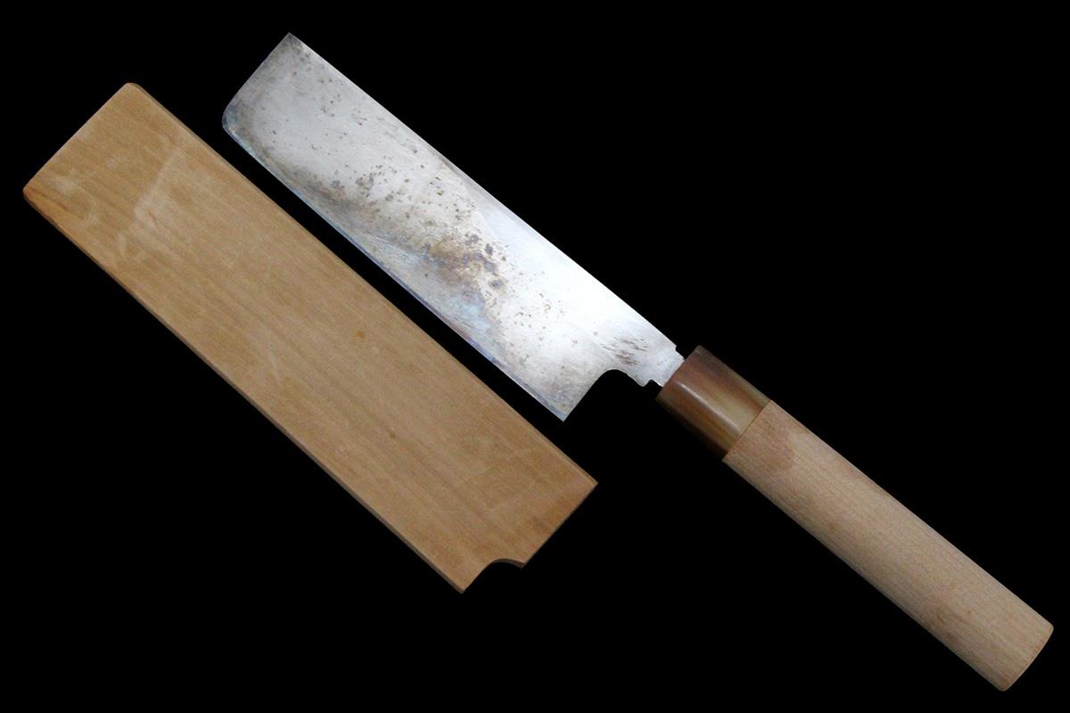 薄刃包丁 霞 五寸 朴柄 名入 白鞘付 λA7126-2L3B | 近茶流 | 包丁