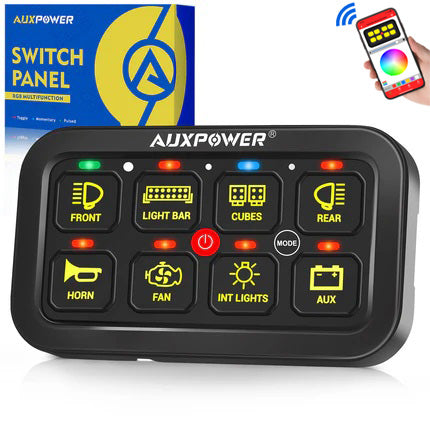 Auxpower 8 Gang RGB Switch Panel Offroad With APP Remote Control