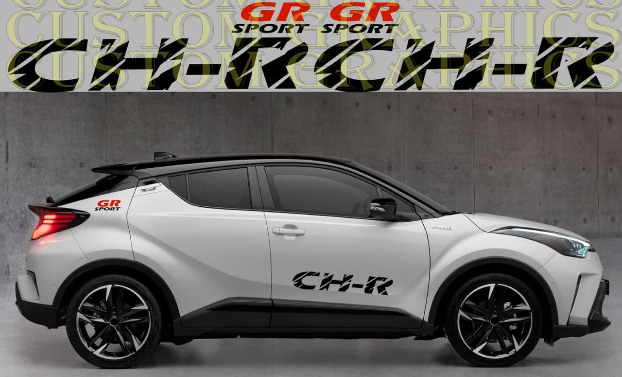 4x Sticker Logo Design Rear Stripes Toyota C-HR 2002-2022