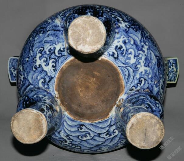 明永乐青花海水纹香炉档案-青花瓷-鉴宝档案