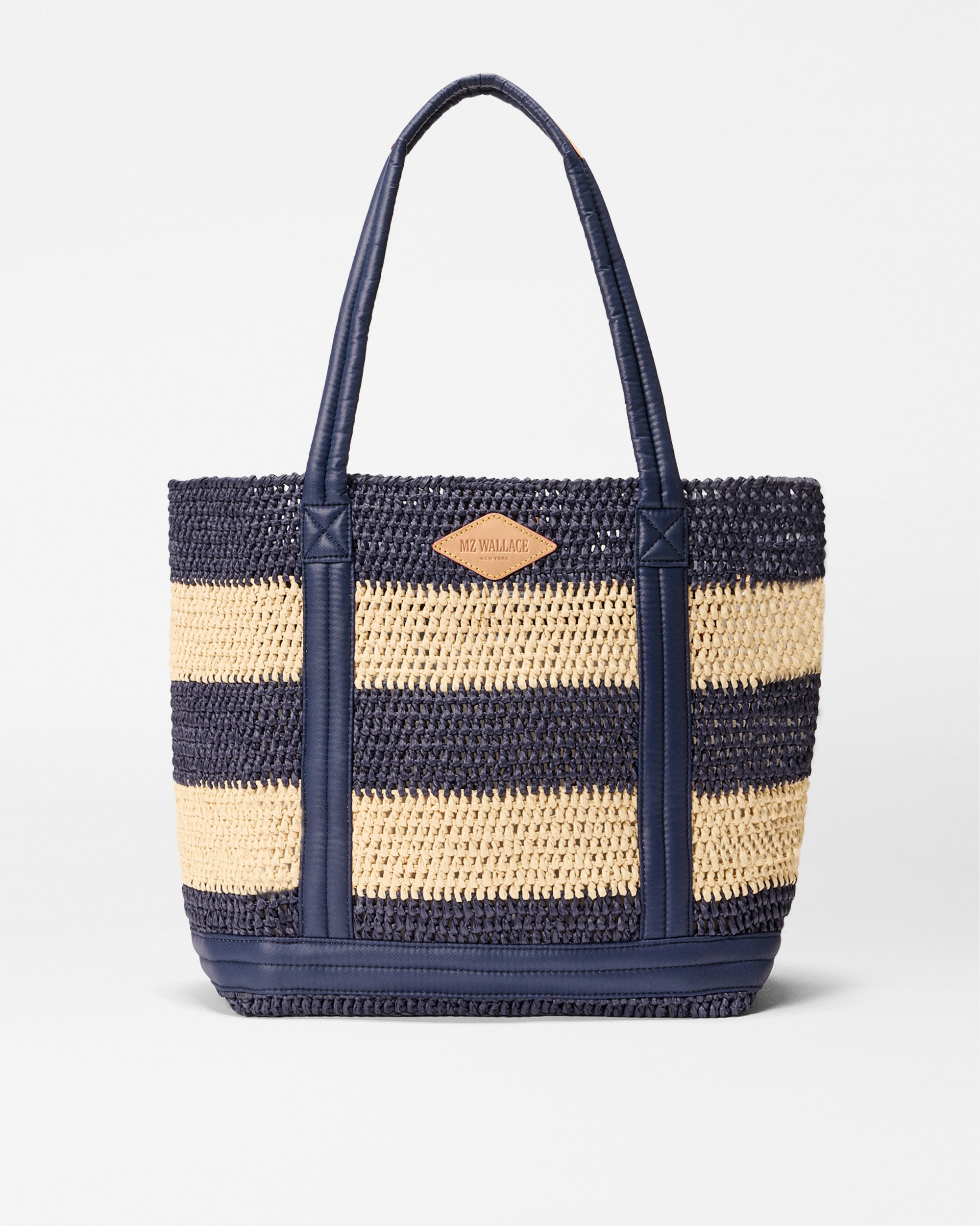 Navy/Natural Stripe Crochet Medium Crochet Tote