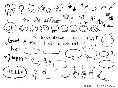 手描きイラスト素材セットのイラスト素材 [106313073] - PIXTA