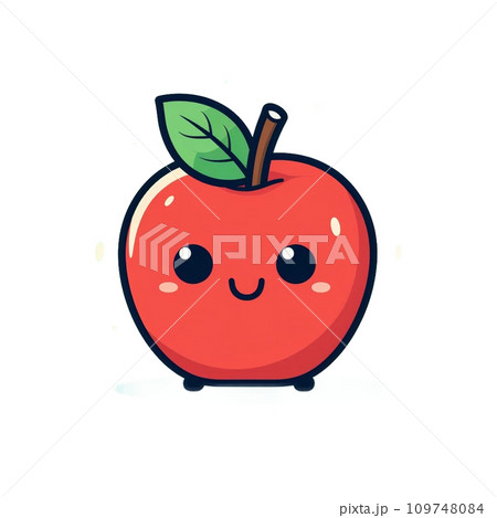 リンゴの可愛いキャラクター AI画像のイラスト素材 [109748084] - PIXTA