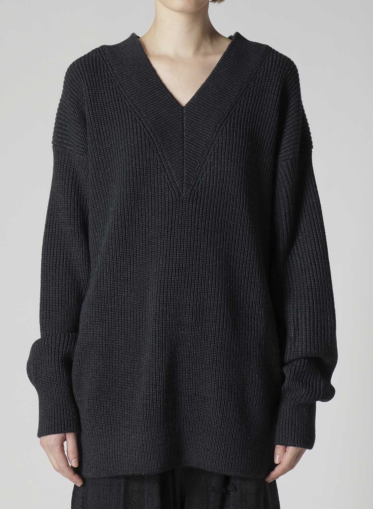 BIG V-NECK KNIT(S Grey): Soldes｜THE SHOP YOHJI YAMAMOTO
