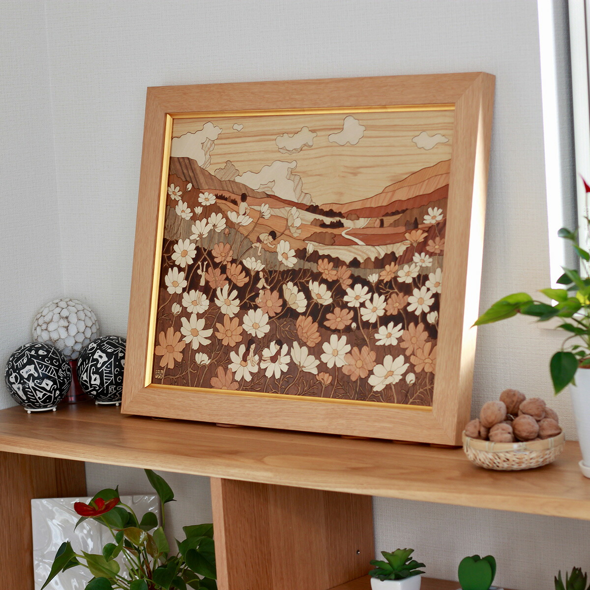 楽天市場】木の絵画・ウッドアート コスモスの丘 アトリエやしろ