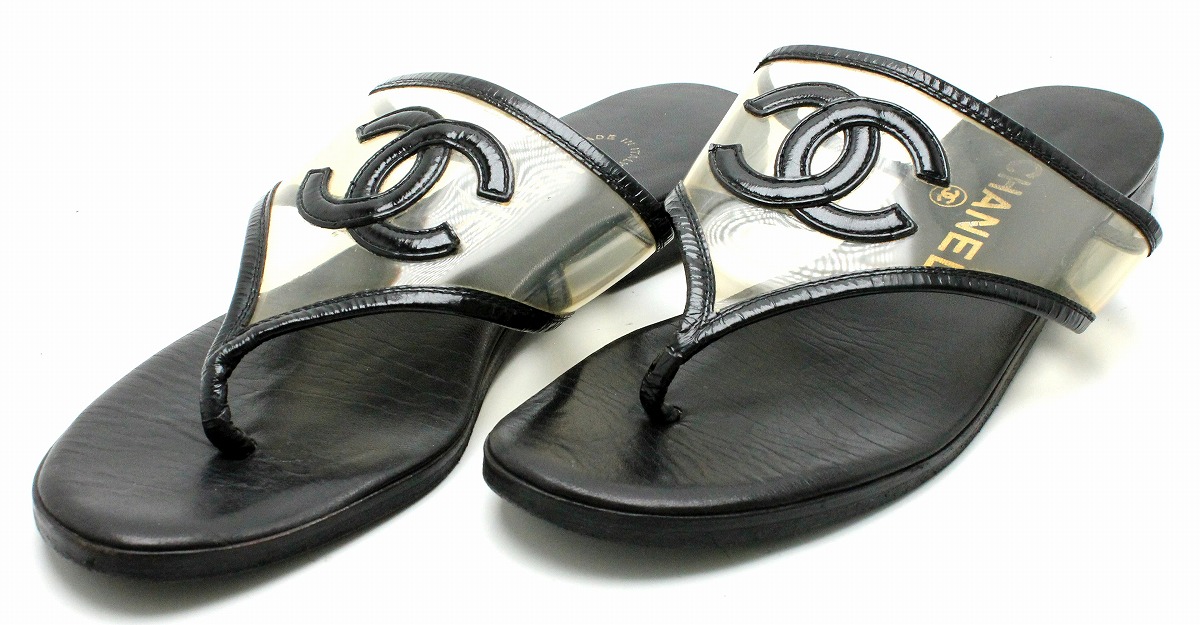 楽天市場】【靴】CHANEL シャネル トング サンダル ココマーク レザー
