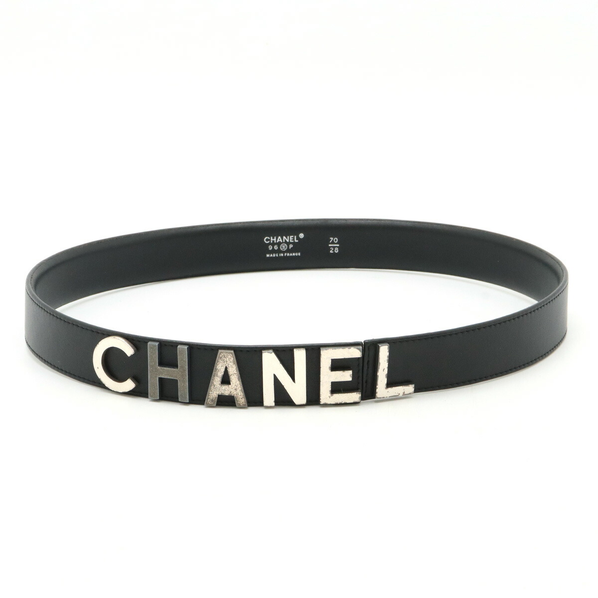 楽天市場】CHANEL シャネル ロゴ ベルト レザー ブラック 黒 シルバー