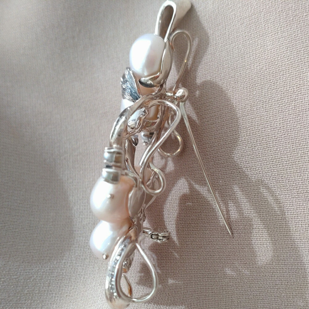 楽天市場】【碌山】 シルバー バロックパール ブローチ シルバー 結婚