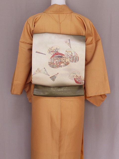 楽天市場】平安絵巻柄 正絹袋帯 まっ茶色の帯 古典柄の帯 手描き 送料