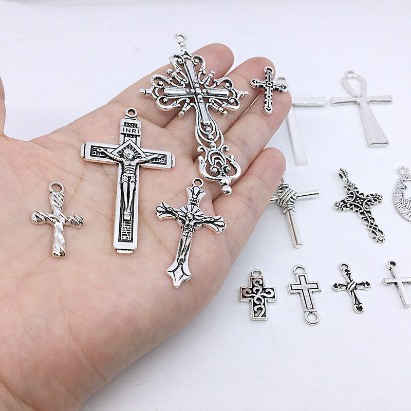 楽天市場】クロスチャーム 十字架 シルバー カン付き アクセサリー