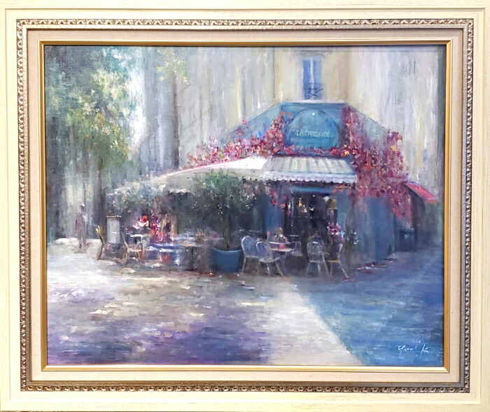 楽天市場】絵画 「AM7:00のカフェテラス」 油彩画 油絵 原画 風景画