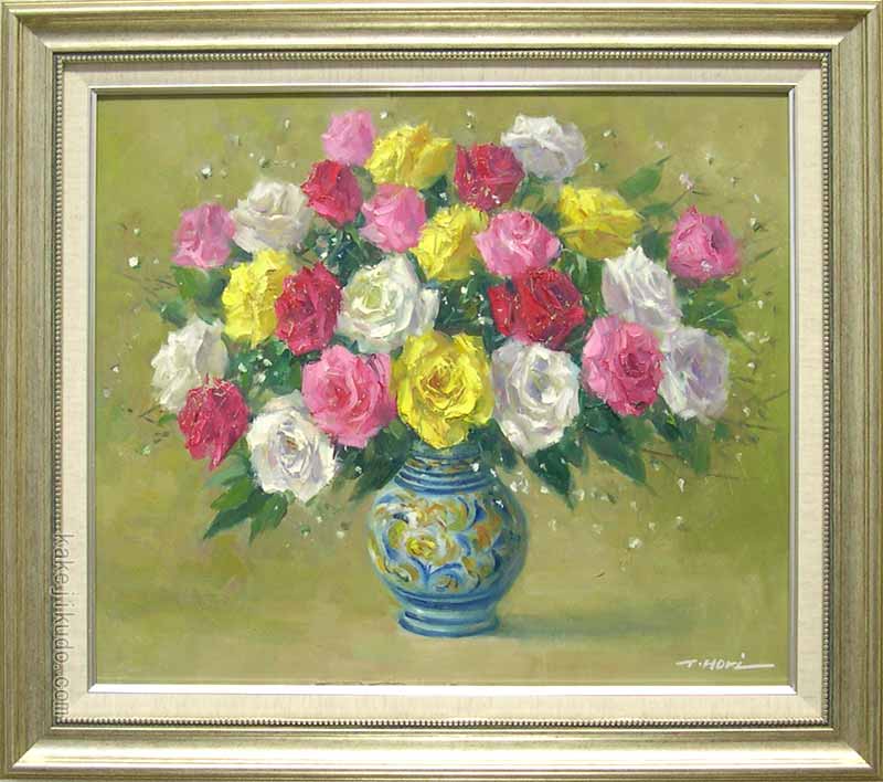楽天市場】絵画 油絵 ばら （堀哲夫） 送料無料 【肉筆】【油絵】【花