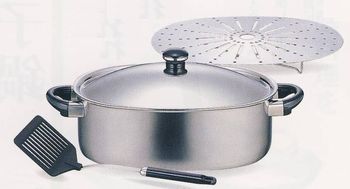 宮崎製作所 オブジェ 楕円鍋(スチームプレート付) 5.2L OJ-65 (鍋