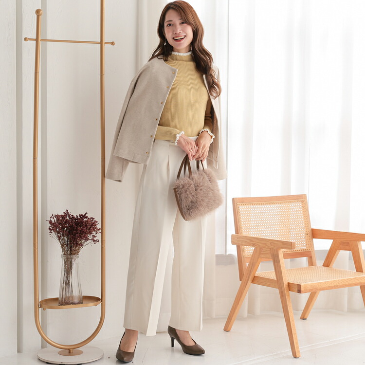 楽天市場】[クーポンで2990円] フリルネック ハイネック ニット