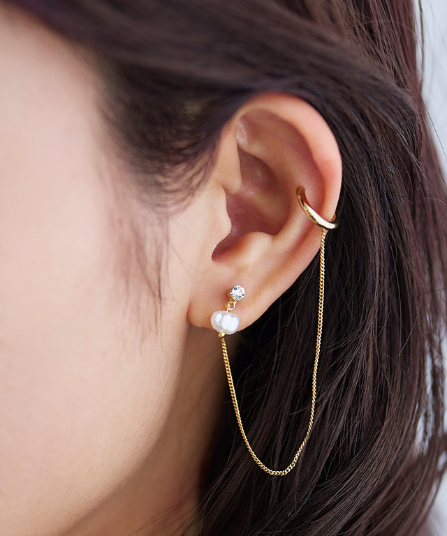 楽天市場】淡水パールイヤーカフピアス（片耳） ☆ ピアス イヤカフ