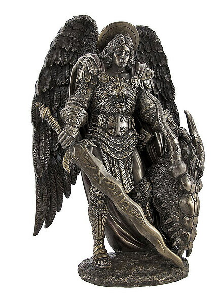 楽天市場】大天使聖ミカエルと、ドラゴンの首 彫像/ ミハイル 守護天使