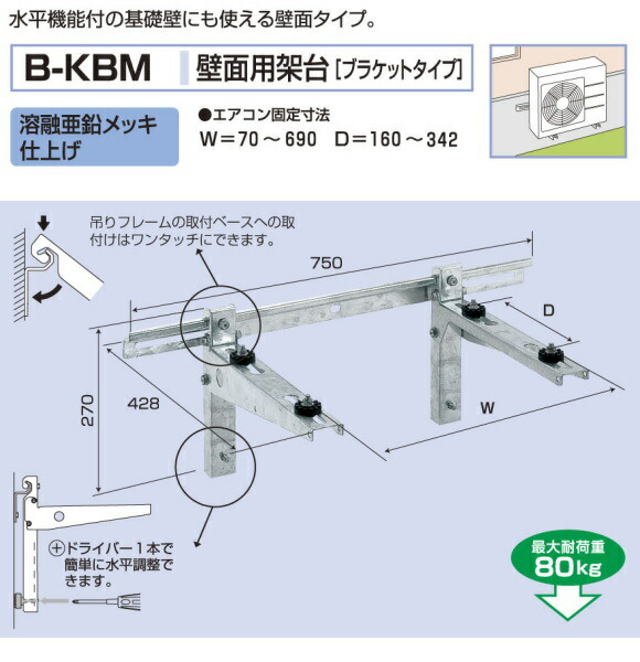 楽天市場】バクマ工業 エアコン室外ユニット用据付架台 壁面用架台