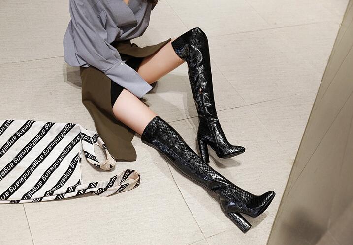 楽天市場】レディースブーツ ニーハイブーツ エナメル 10センチ 超