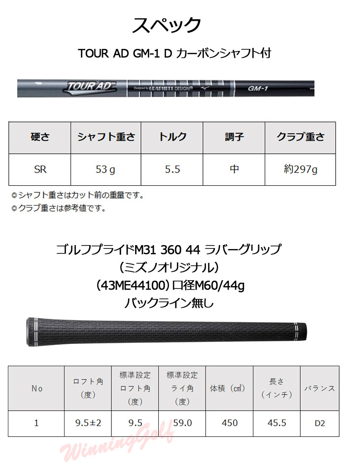 楽天市場】ミズノプロ MODEL-E ドライバー 左(レフティ )[TOUR AD GM-1