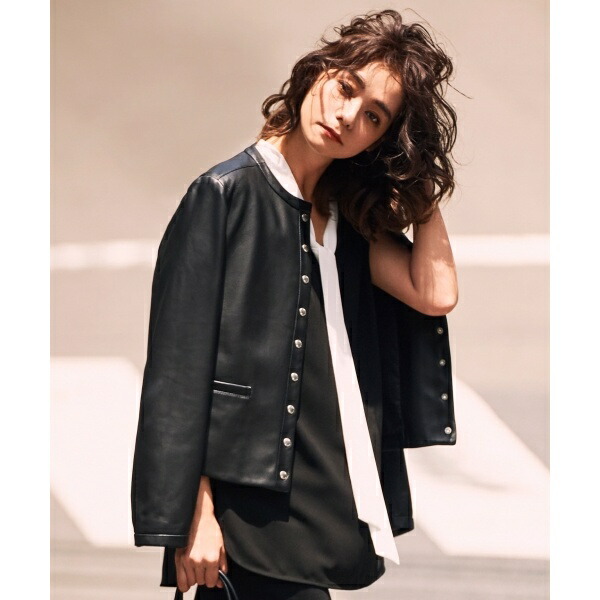 楽天市場】【中村アンさん着用】シープレザーノーカラー ジャケット