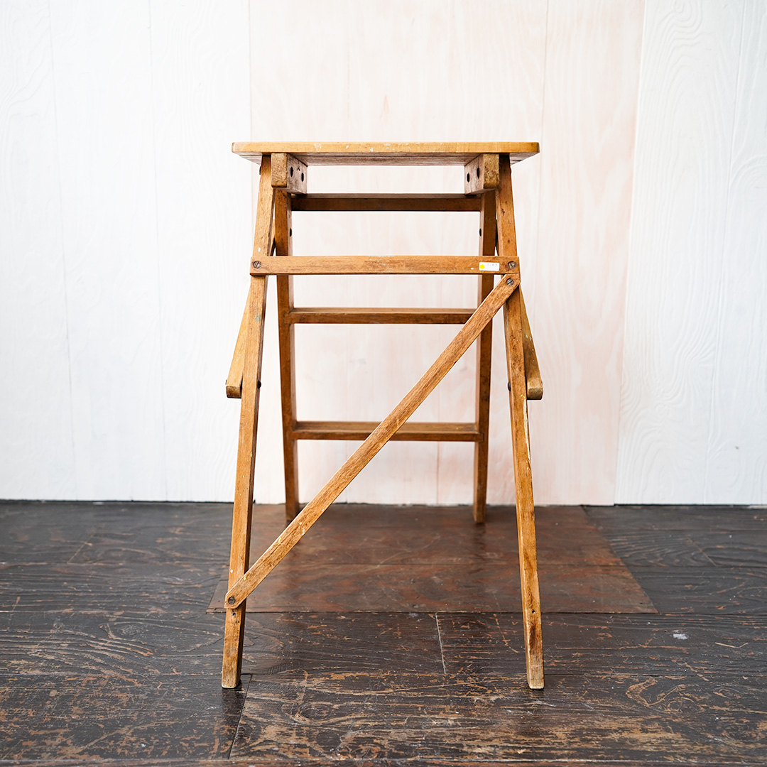 アンティーク 折畳みウッドステップラダー(脚立)（Y-881