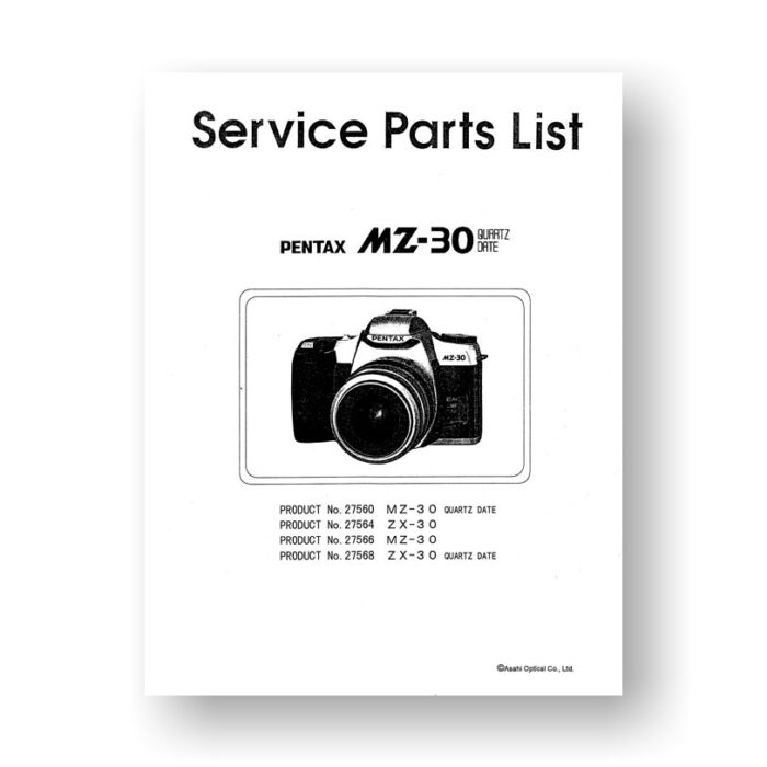 Pentax ZX-30 Parts List | MZ-30 | MZ-30 QD | ZX-30 QD | 35mm Film SLR