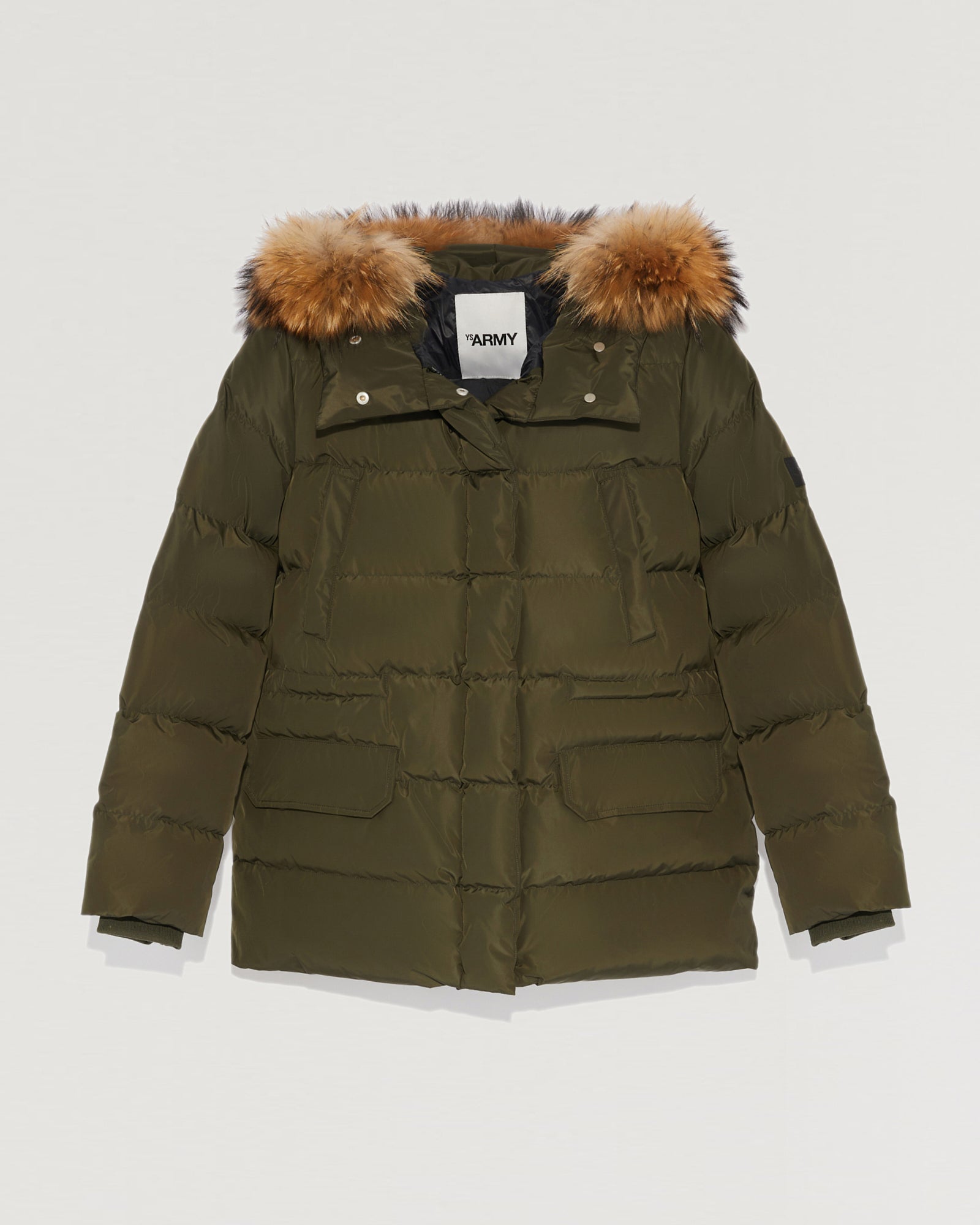 Hooded down jacket with marmot fur - Khaki - Winter sale – Yves