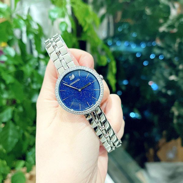 Swarovski Cosmopolitan Blue Dial Silver Steel Strap Watch for Women