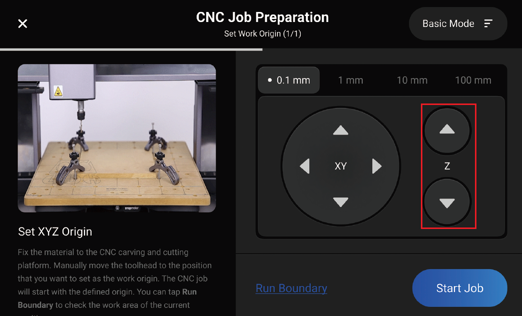 Set the work origin on Touchscreen | Snapmaker Wiki