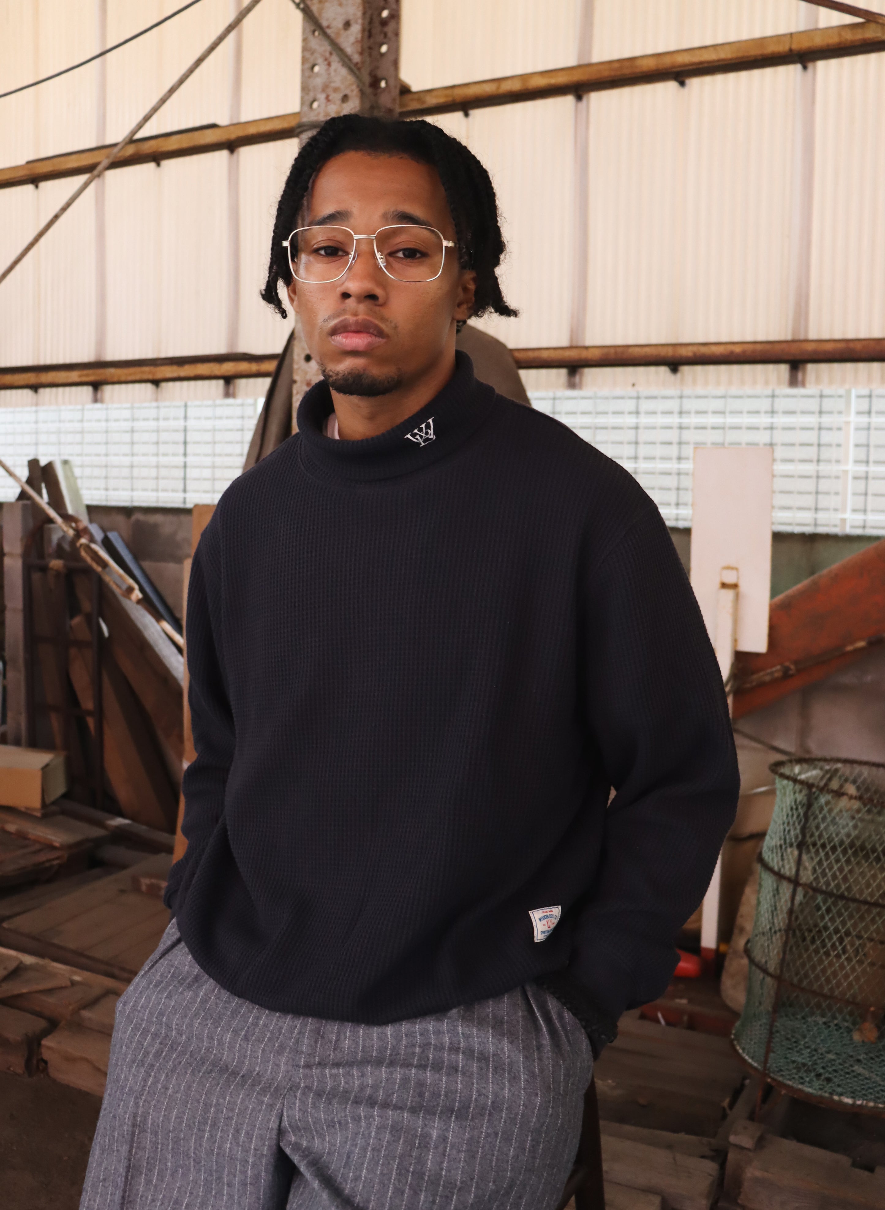 WOODBLOCK THERMAL TURTLE NECK NAVY (WB-25AW-010)