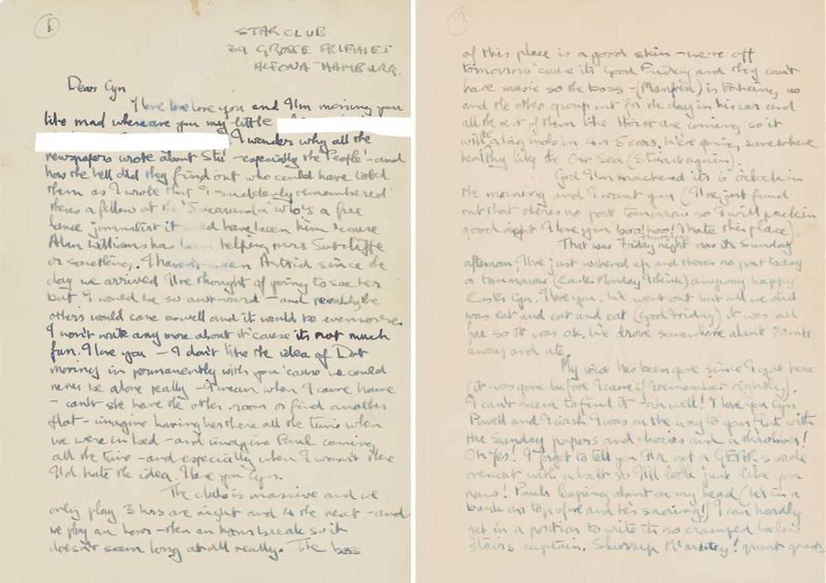 ジョン・レノンが最初の妻に送った「卑猥な」ラブレターが競売に - CNN