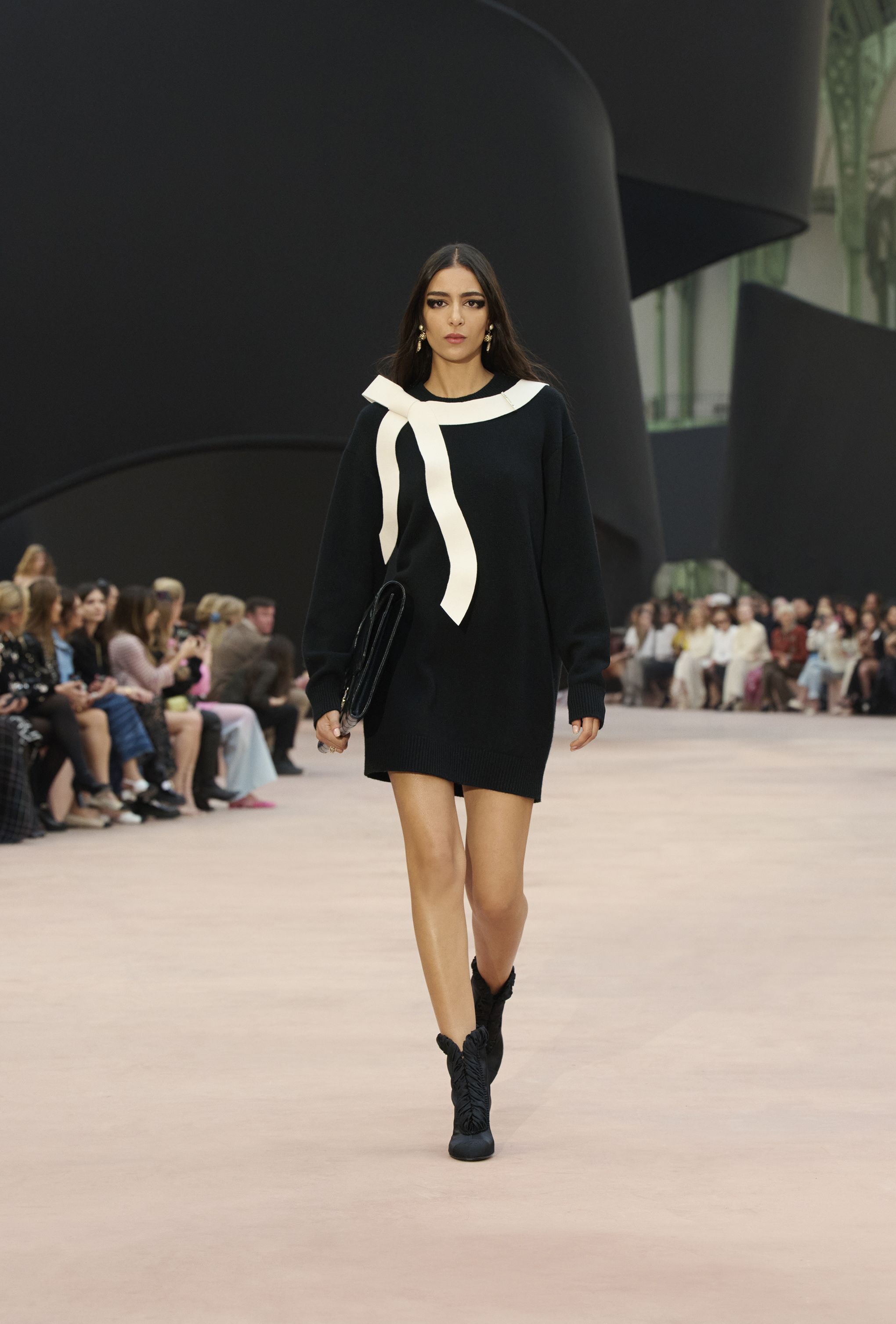 ショート ブーツ - シルク サテン & グログラン、ブラック