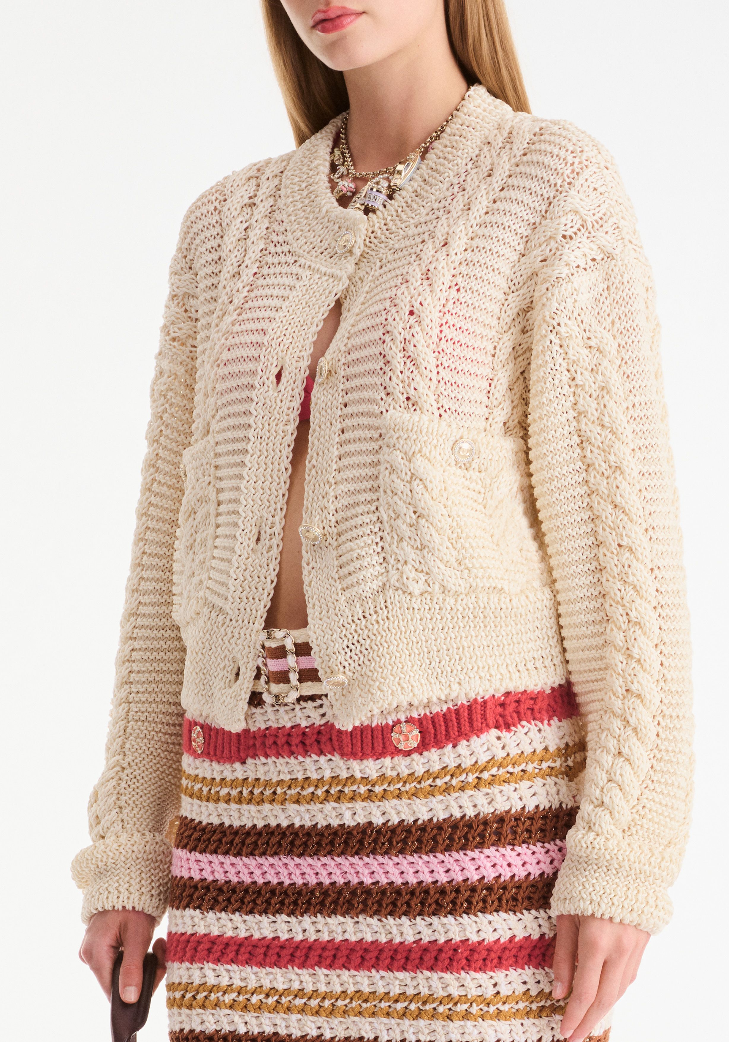 カーディガン - シルク、エクリュ — ファッション | CHANEL シャネル