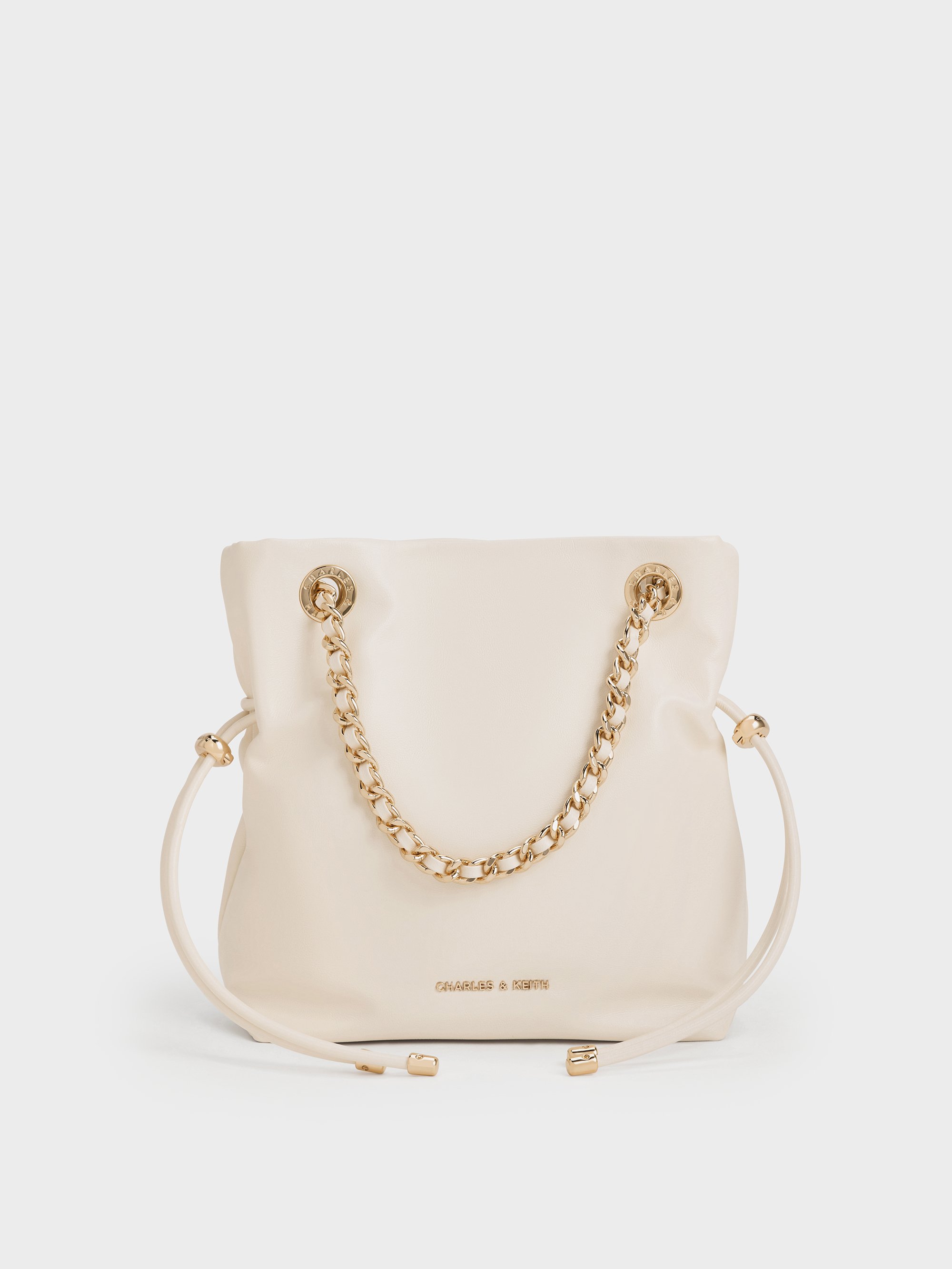 Cream Arya Braided-Strap Double-Handle Crossbody Bag - Cream