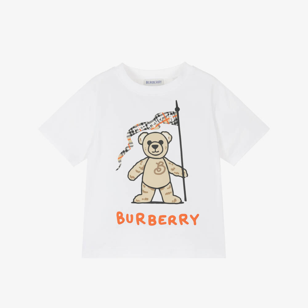 Burberry - Girls White Thomas Bear T-Shirt | Childrensalon