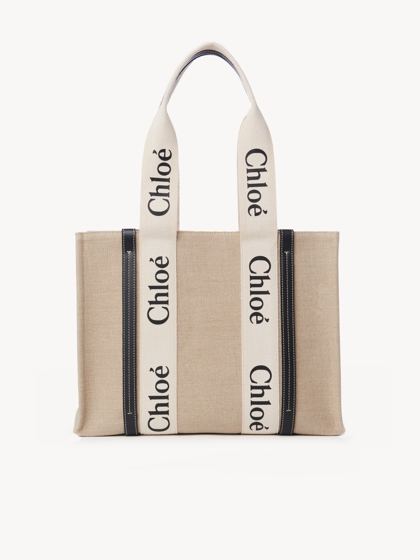 Woody tote bag in linen Blue - Chloé