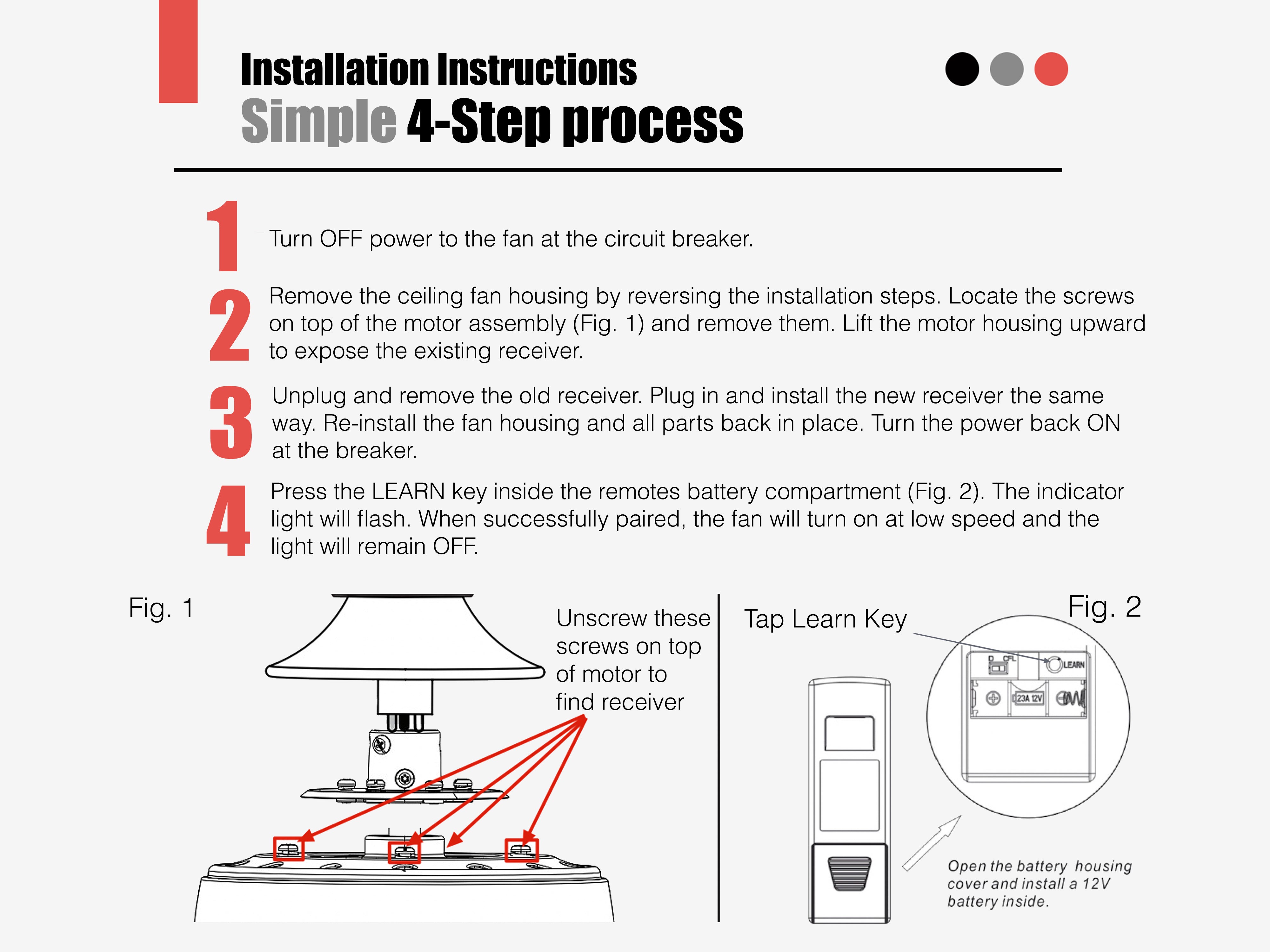 Anderic RRMR173B / MR173B Replacement Ceiling fan Receiver for Harbor