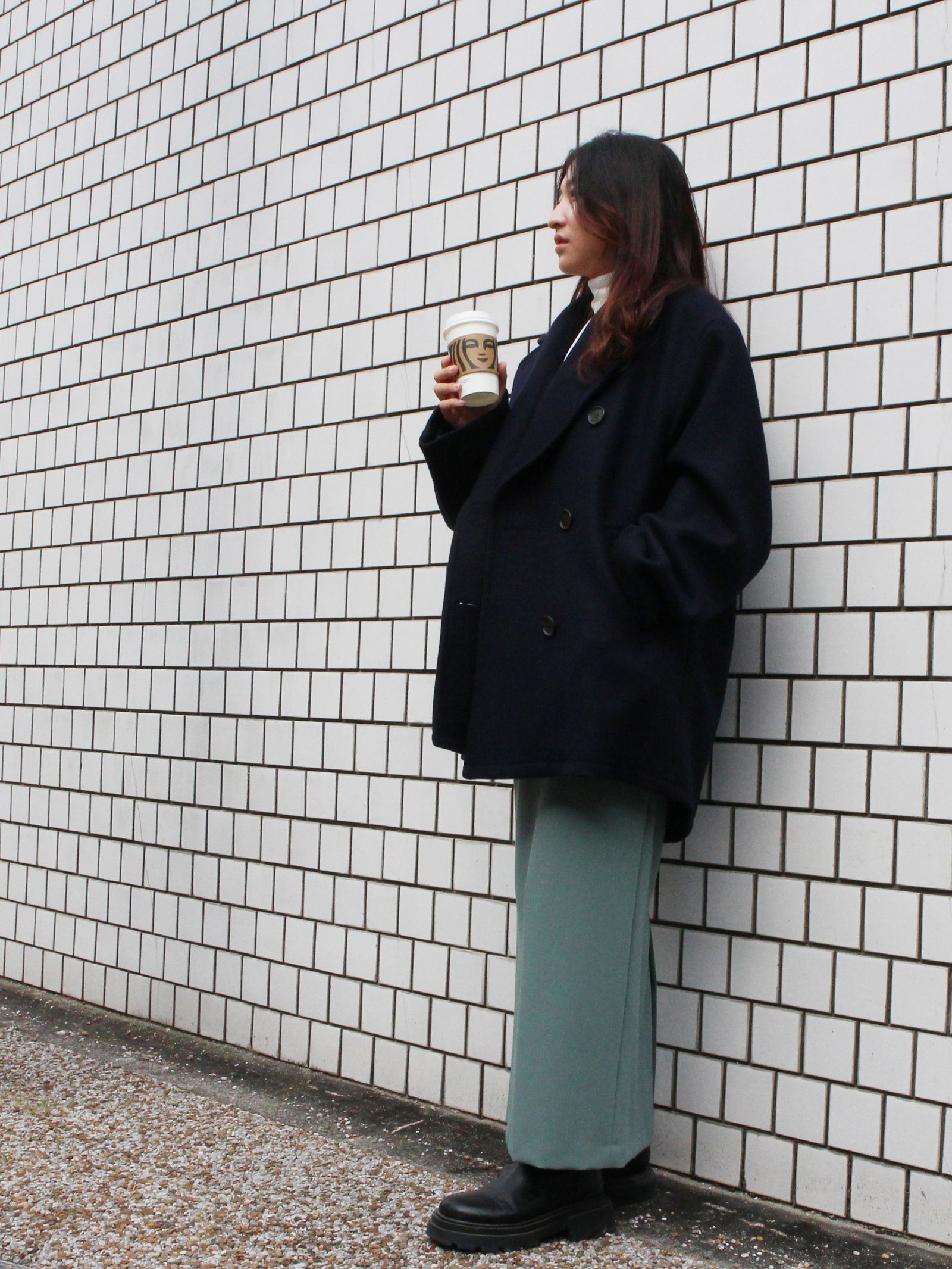 ETRE TOKYO - ダブルブレストコクーンコート - NAVY | ADDICT WEB SHOP