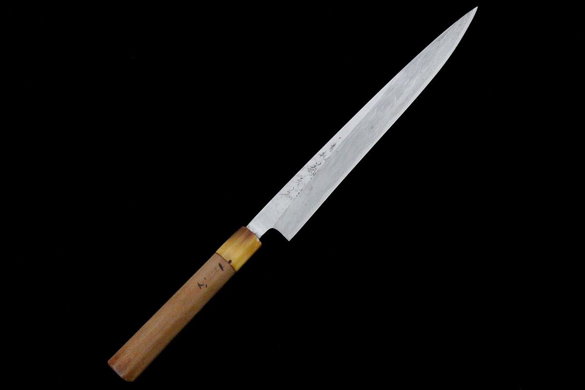 柳刃包丁 九寸半 霞 青鋼 朴柄 KN02-A8779-2L1A-ψ | 菊元 | 包丁