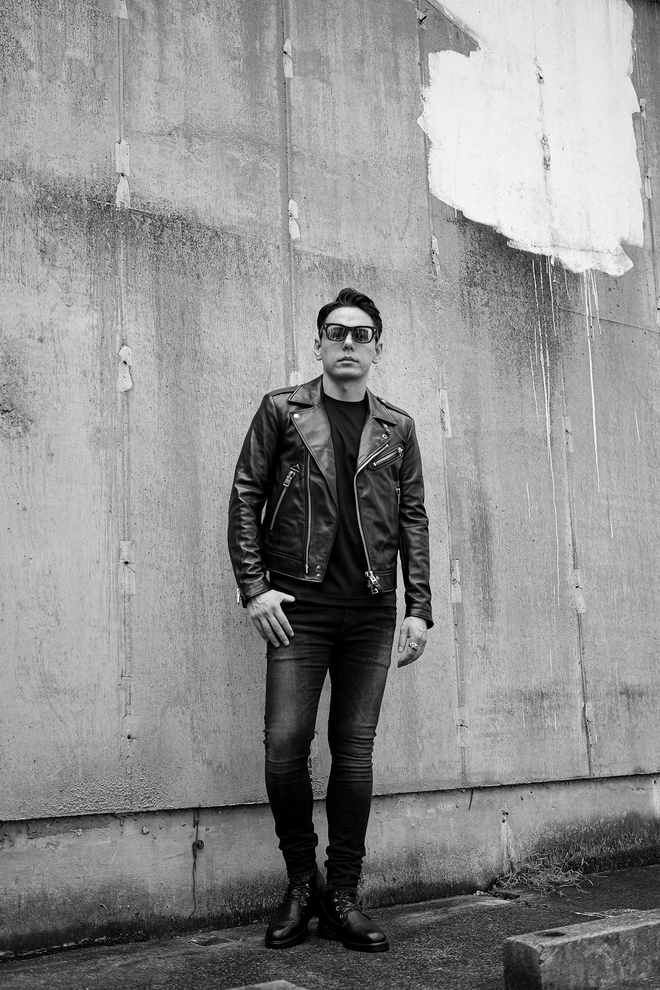 TOM FORD (トムフォード) NAPPA GRAIN LEATHER ASYMMETRIC BIKER