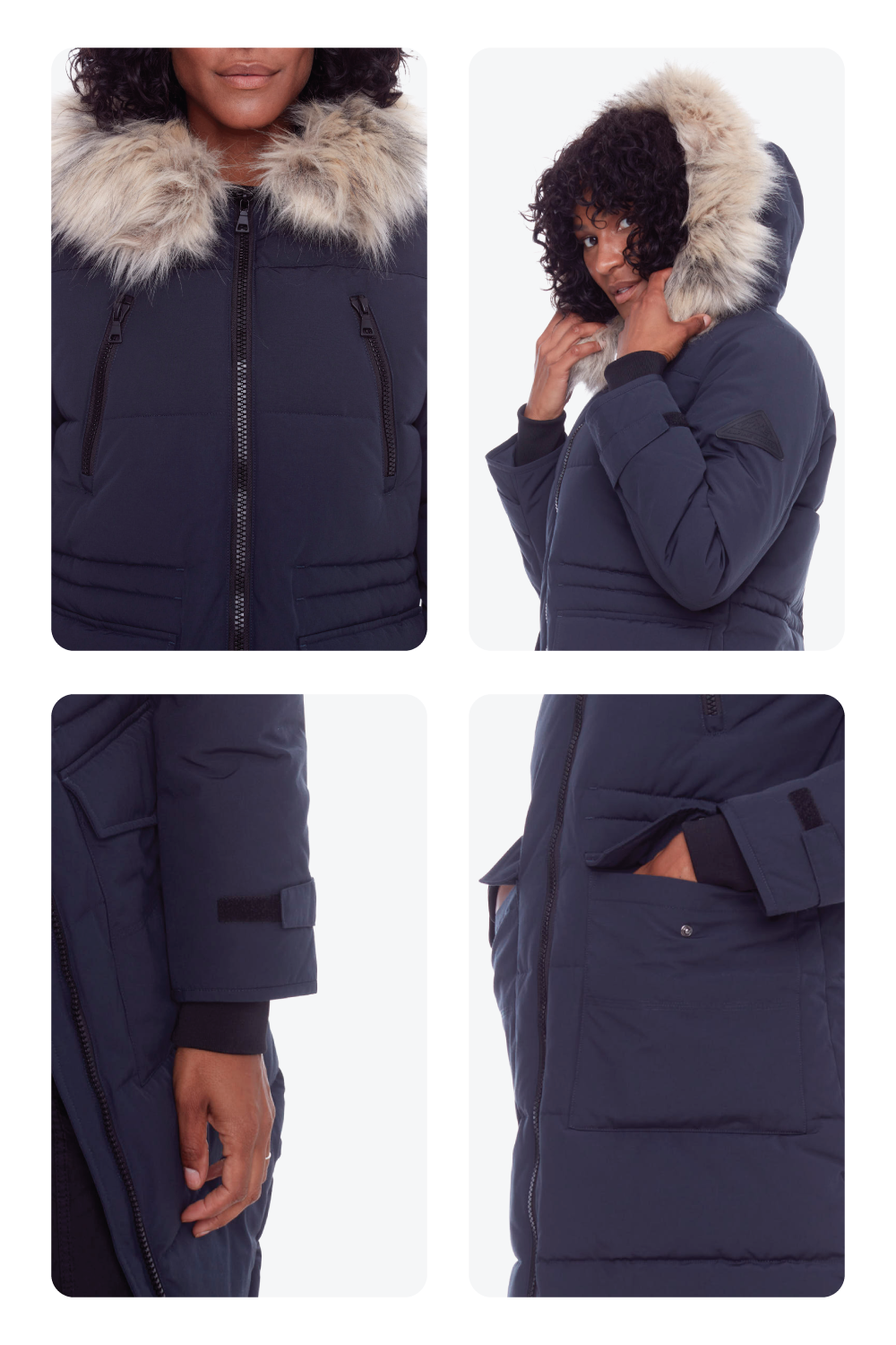 UKON | WOMEN'S VEGAN DOWN (RECYCLED) DRAWSTRING PARKA, NAVY