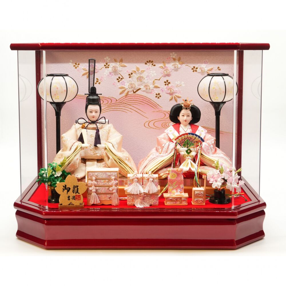 雛人形】ケース飾り 親王飾り「流水桜アクリル」（322927）ひな人形
