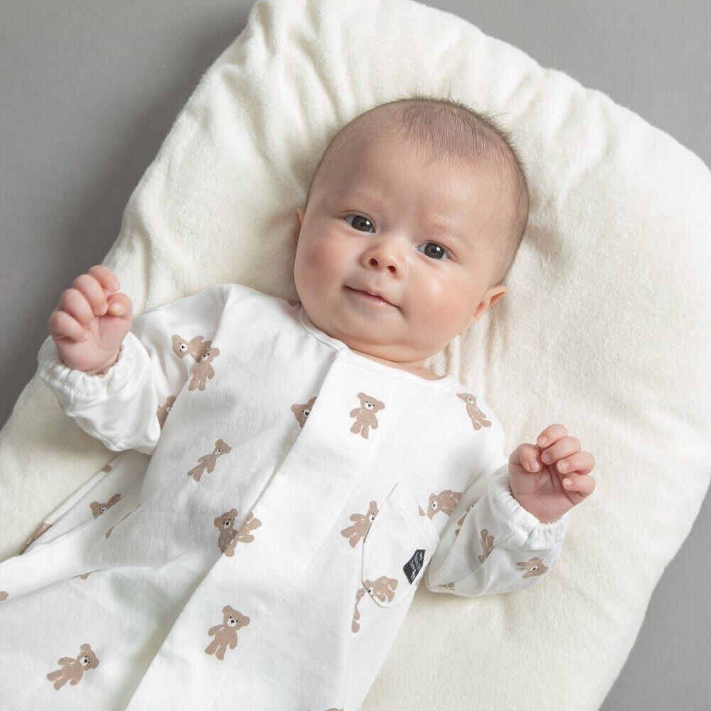 長袖前開きワンタッチロンパース クマ(ブラウン×50-60cm) ベビーザらス