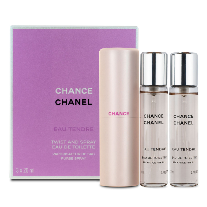 Chanel Chance Eau Tendre Eau de Toilette Travel Spray 20ml + 2 X